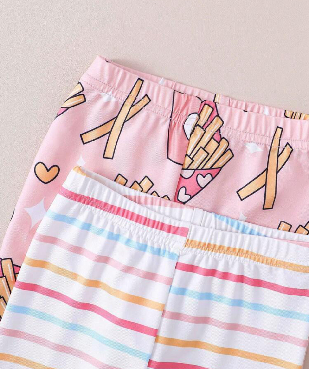 Baby girl pink fries patterned snug fit pjs