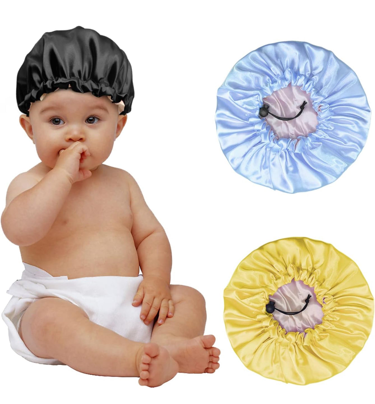 3 Pieces Kids Satin Bonnet, Reversible Silk Bonnet for Teens Toddler Child Baby(Pink,Purple,Rose)