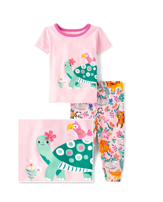 Baby And Toddler Girls Animal Snug Fit Cotton Pajamas - Cameo