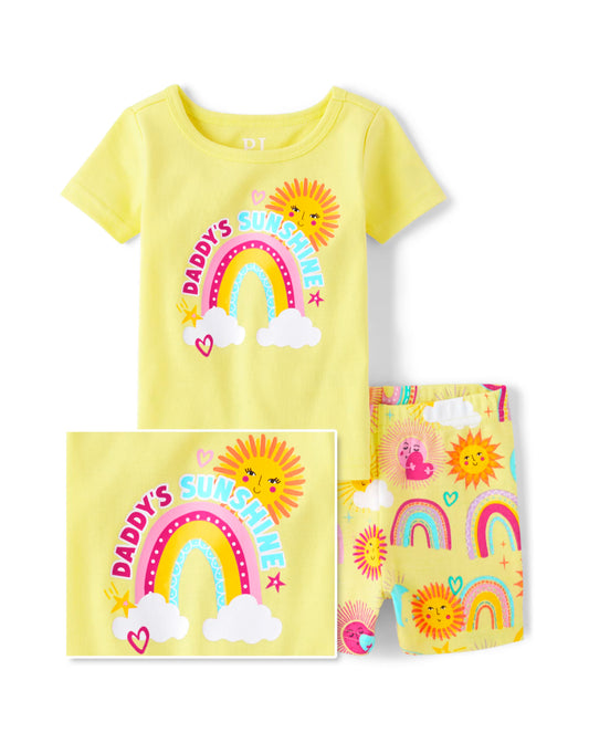 Baby And Toddler Girls Daddy's Sunshine Snug Fit Cotton Pajamas - Bermuda