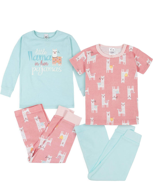 Baby Girls' Toddler Snug Fit 4-Piece Pajama Set